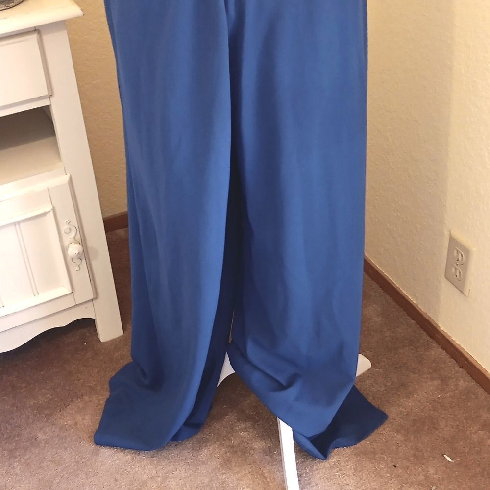MARINA Dark Blue Ruffle Formal Wide Leg  Jumpsuit - Picture 9 of 13